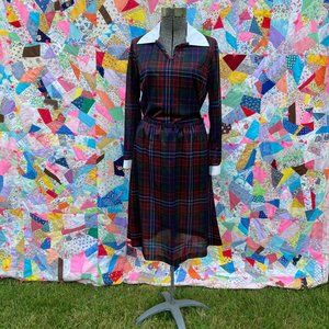 70s retro plaid skirt and top matching set | S - M |  1970s ILWGU union made